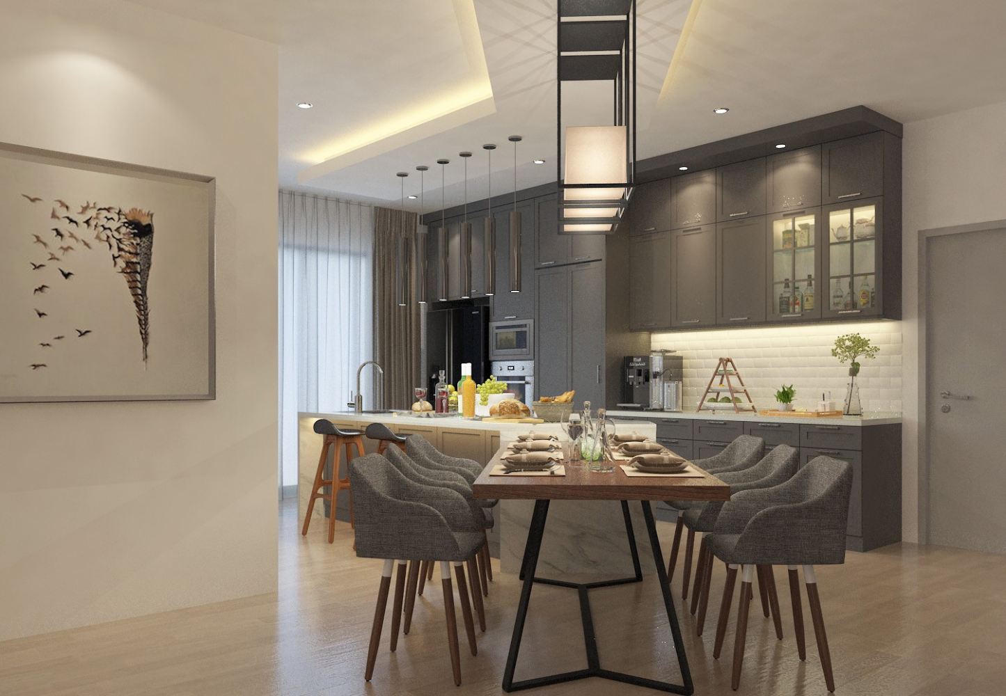 Kitchen island design Singapore condo interior